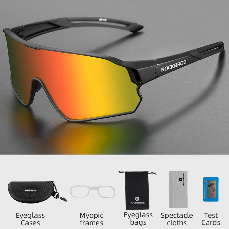ROCKBROS Polarized Bike Glasses UV400 Sun Protection Cycling Sunglasses Ultralight Large Frame MTB Road Bicycle Eyewear Glasses