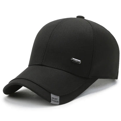 Men's Baseball Hat Hard Top Spring Autumn Big Head Circumference Cotton Cap Sun Protection Dad Cap Adjustable Strap Fishing Hat
