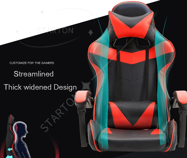 Ergonomic RGB Gaming Chair PU Leather Racing Computer Chair with Adjustable Height, Linkage Armrests, Reclining Office Gamer Chair