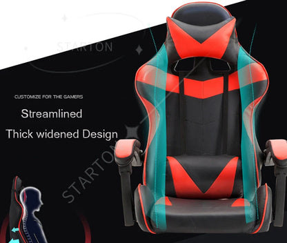 Ergonomic RGB Gaming Chair PU Leather Racing Computer Chair with Adjustable Height, Linkage Armrests, Reclining Office Gamer Chair