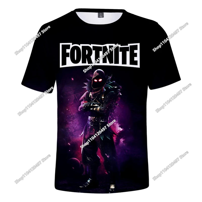 T-shirt estiva Fortnite per adulti e bambini con stampa digitale 3D, vestibilità ampia, taglie grandi, maniche corte