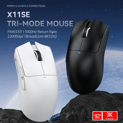 ATTACK SHARK X11SE Wireless Gaming Mouse Tri-Mode, 63g Superlight Gaming Mouse with PAW3311 Sensor, 22000 DPI, Bluetooth 5.2, 2.4G Wireless & Wired RGB Gaming Mouse