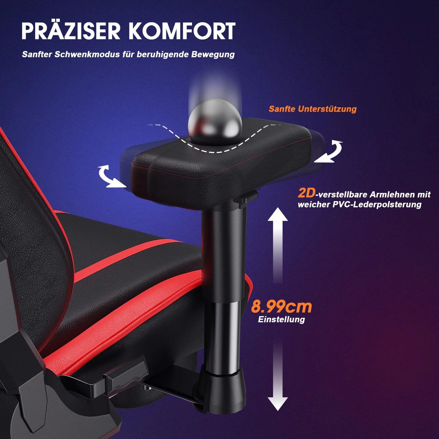 GC-RC03 Ergonomic Gaming Chair with Massage & Heating, 175° Reclining Computer Chair, Lumbar Support Office Chair with Footrest