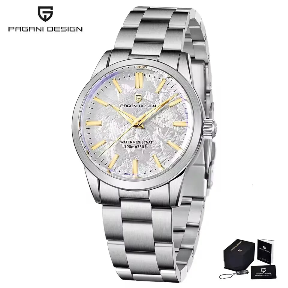 PAGANI DESIGN 40MM Meteorite Dial Men's Quartz Watches Luxury Business Sapphire 316L Stainless Steel 100M Waterproof Watch for Men