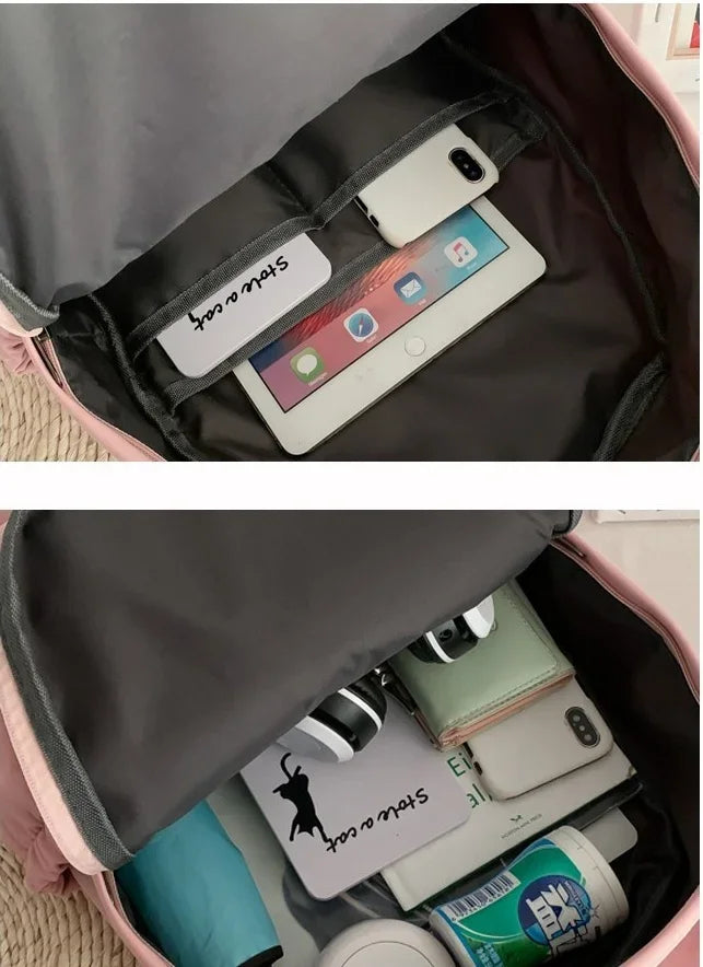 New Fortnite Cartoon Backpack Boy Girl Casual Schoolbag Large Capacity Student Bag Rabbit Ears Travel Backpack Stationery Gift