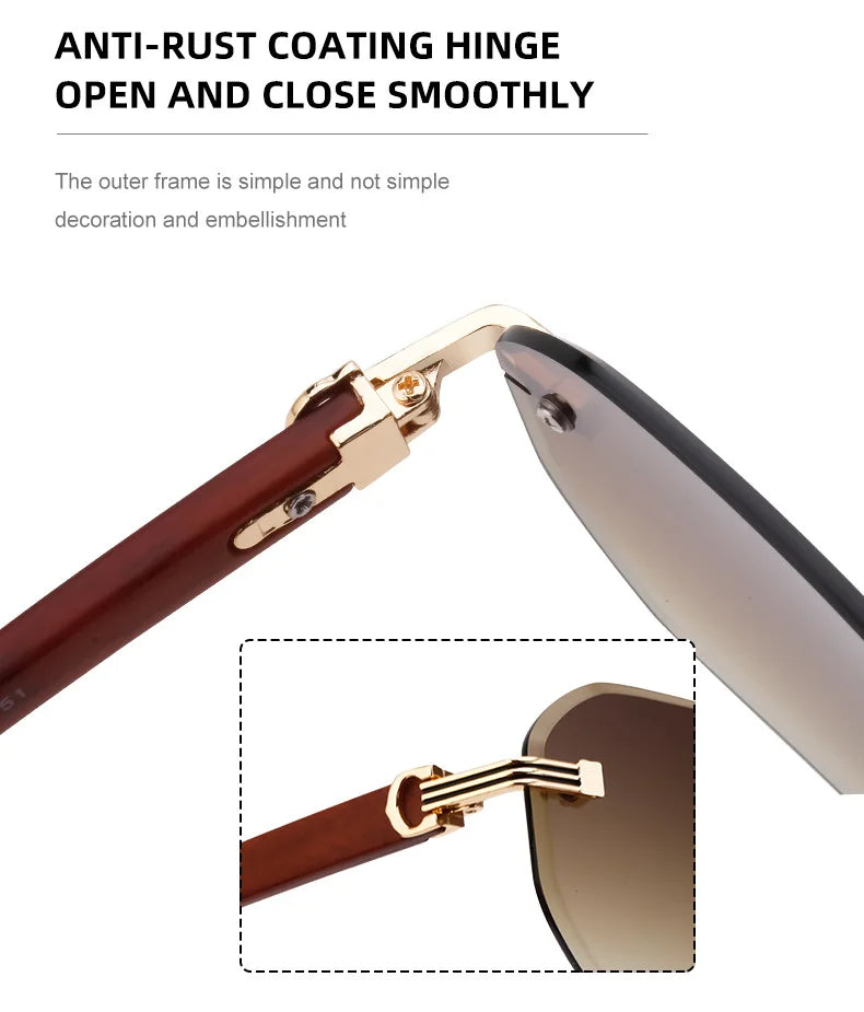 Vintage Square Rimless Sunglasses Men 2026 Luxury Brand Trendy Frameless Punk UV400 Eyewear Anti Blue Light Prescription Glasses