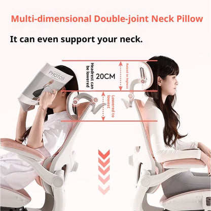 Ergonomic Rattan Office Chair with Massage Design, Sihoo Leather Executive Desk Chair, Folding Swivel Chair with Adjustable Height & Armrests