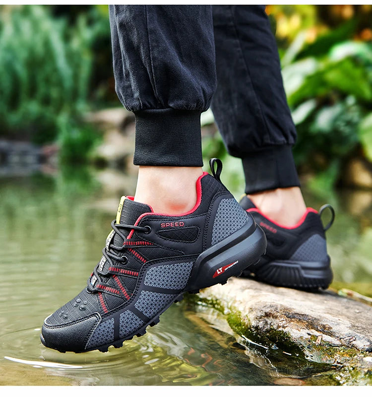 Men's hiking shoes, all-terrain outdoor sports shoes, breathable mesh, non-slip, wear-resistant hiking shoes, outdoor cycling shoes