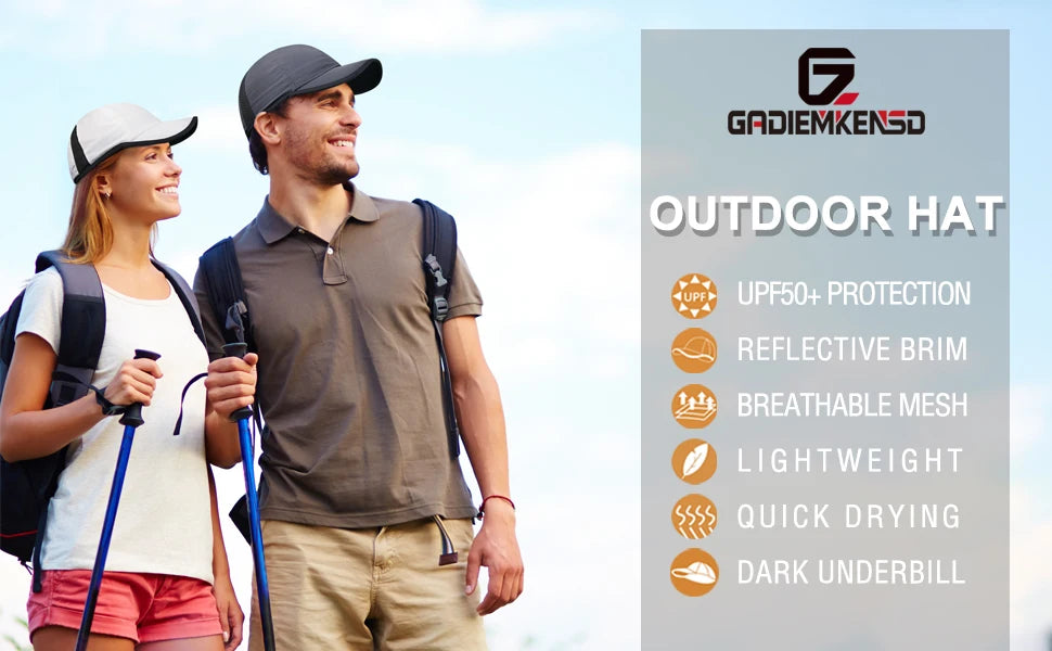 GADIEMKENSD Lightweight Breathable Outdoor Cap UPF 50+ Sunscreen Fashion Sun Hats for Men And Women Outdoor Sports