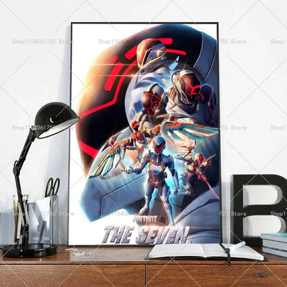 F-Fortnites-Game Póster Popular Autocolante de Arte em Papel Impermeável para Decoração de Parede de Café, Bar e Quarto