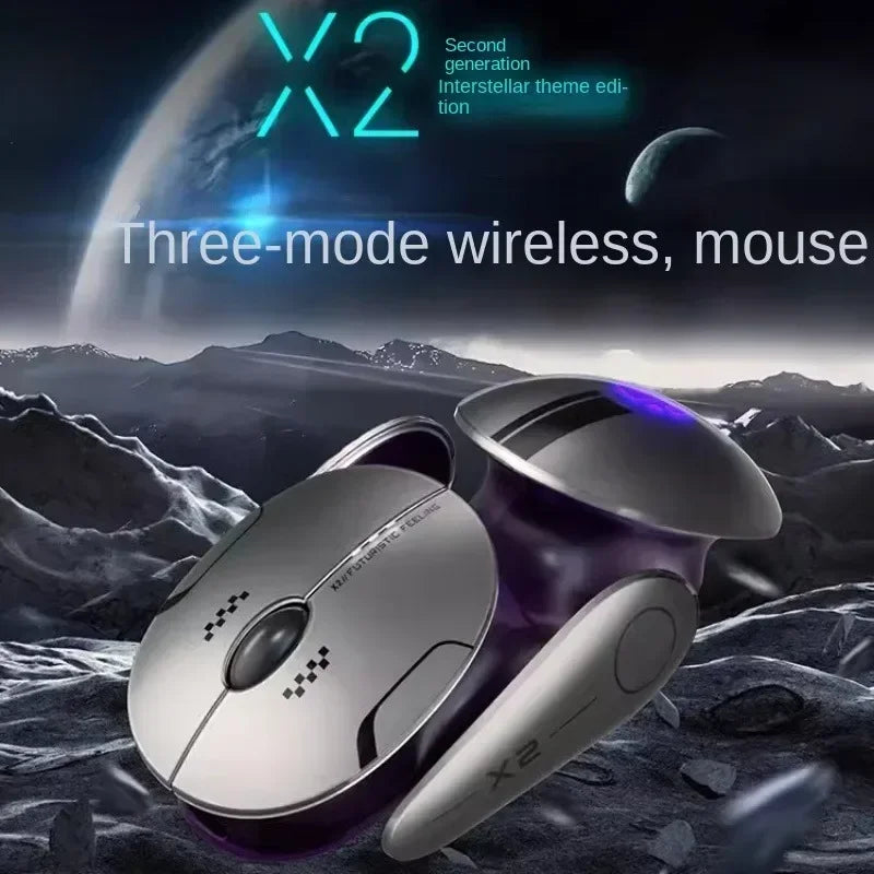 Ratón inalámbrico Bluetooth Inphic X2 trimodo de metal, silencioso, recargable, con retroiluminación e-sports, para gaming, PC y portátiles, accesorio de regalo