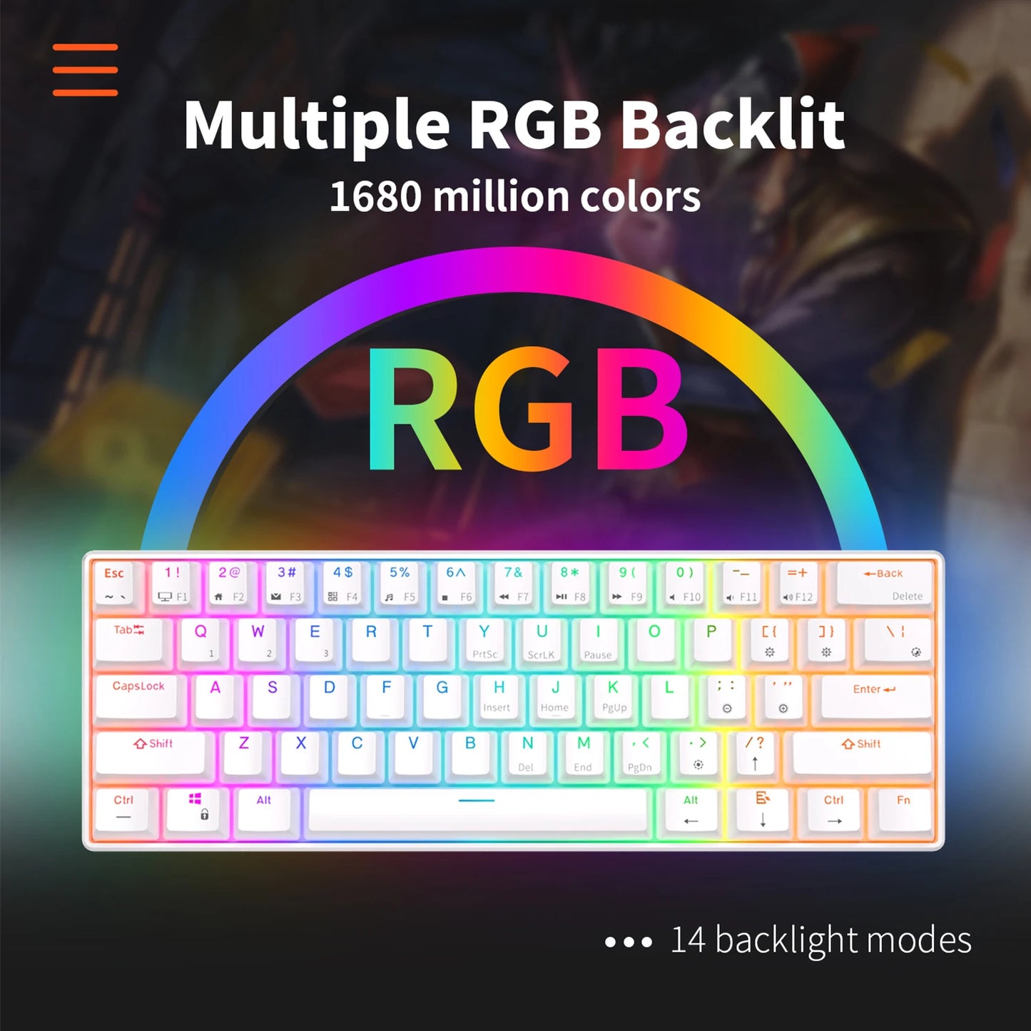 Teclado Mecânico Gaming RK Royal Kludge RK61 2.4G Sem Fios Bluetooth Tri-Mode 61 Teclas RGB Retroiluminado Mini Hot-swappable