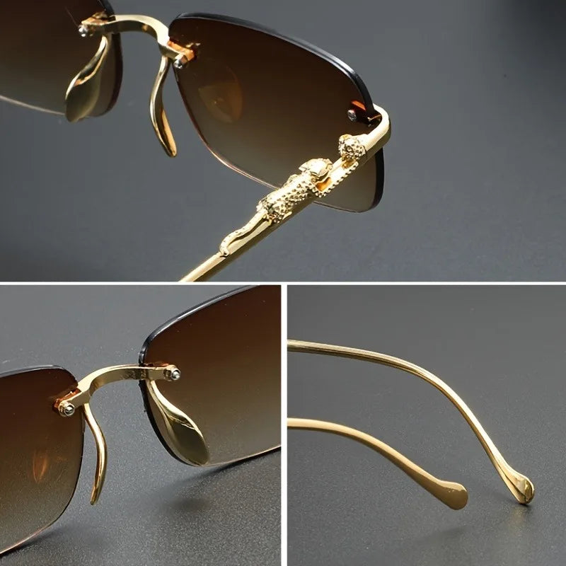Perfect Fashion Leopard Decor Unframed Men's and Women's Sports Glasses Suitable for Holiday Parties