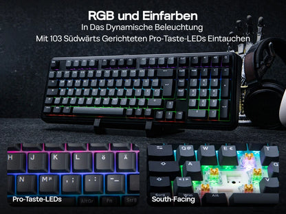 ISO-DE Layout EPOMAKER TH99 QWERTZ Layout 96% Creamy Gasket Wired/Bluetooth/2.4G Wireless Mechanical Keyboard with Knob/Numpad