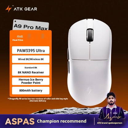 ATK A9 Ultra kabellose Gaming-Maus, Tri-Mode, 8K, 53g, leicht, A9/A9 SE/A9 Plus/A9 Pro Gaming-Maus, E-Sports-PC, personalisiertes Geschenk