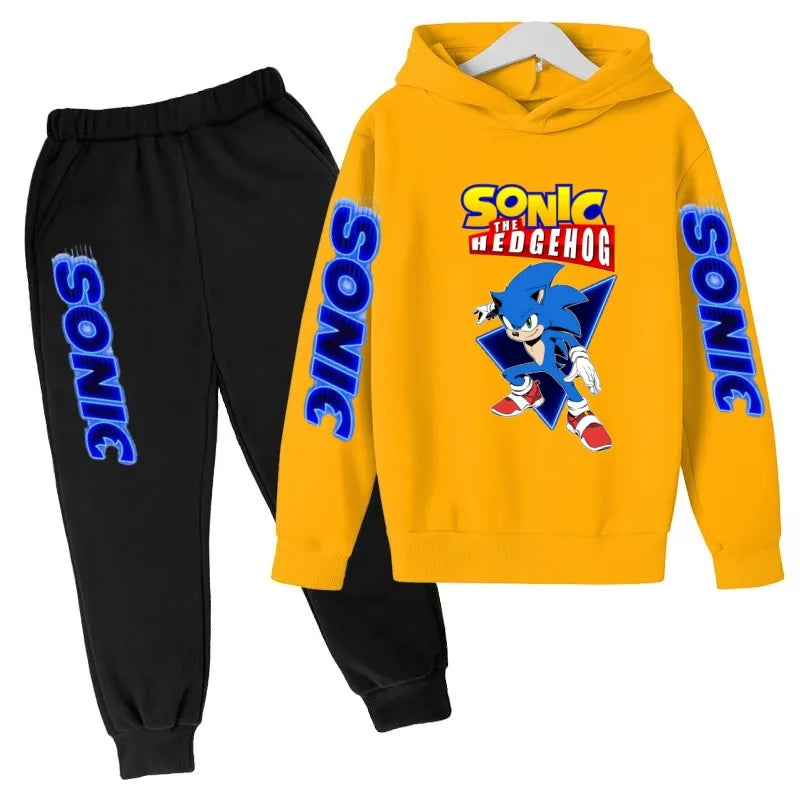 Kids Supersonic Clothing Jogging Blue Sweatshirt Top Coat+Pants Two-piece set Hoodie Boys Girls3-12Yrs Clothes Casual Sports Set