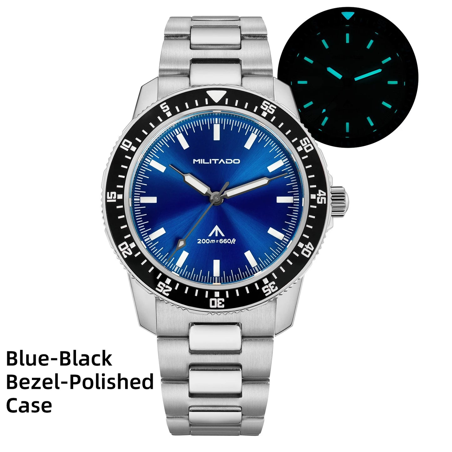 MILITADO ML25 Quartz Dive Watch VH31 Sweep Second Sapphire Crystal 200M Waterproof BGW9 Lume Ceramic Bezel Men Watch