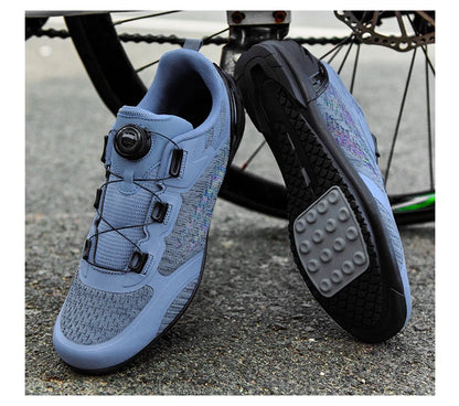 Sapatos de ciclismo MTB para homem e mulher T03 roxos respiráveis, de velocidade, autoblocantes, para ciclismo de estrada, corrida ao ar livre e treino