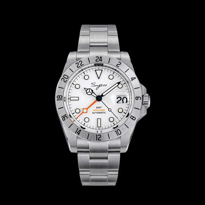 SEESTERN GMT Retro Watch for Men NH34 Automatic Movement Mechanical Wristwatches Sapphire Crystal Fine-tuning Pull Button S436