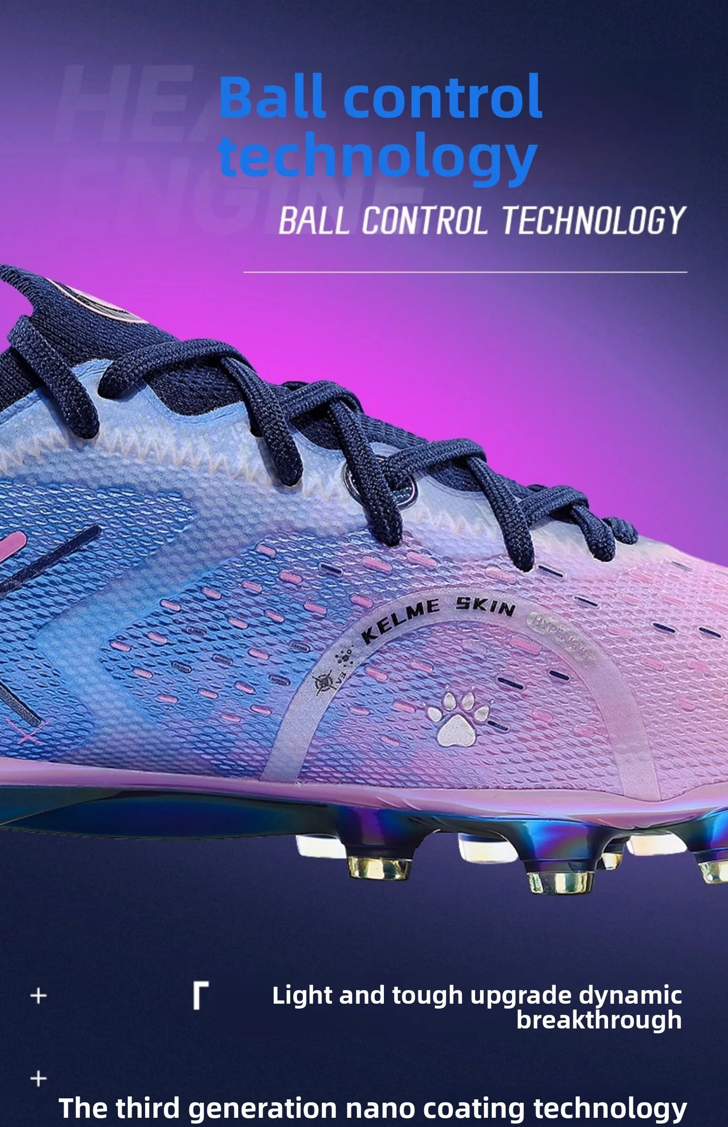 KELME FG Profi-Fußballschuhe mit langen Stollen für Naturrasen, professionelle Fußballschuhe für Wettkämpfe, rutschfeste Indoor-Fußballschuhe