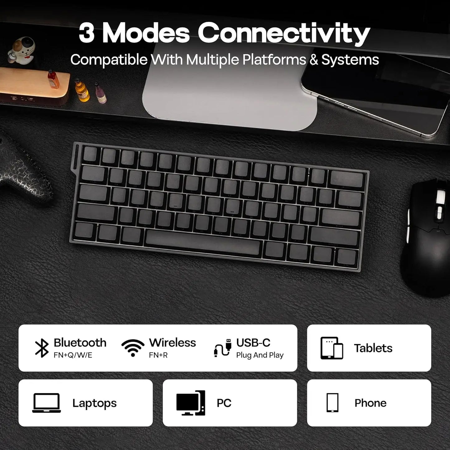 Teclado Gaming Mecânico AULA Mini60 HE/Pro/Max 60% com Switches Magnéticos, RGB, Tri-Mode, 8000Hz, RT 0.01mm, para E-Sports e Presentes