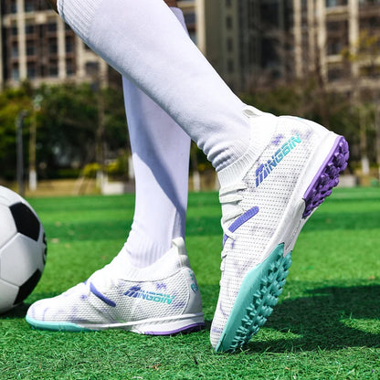 Turf Soccer Cleats Professional Men Football Boots Breathable Mesh Youth Soccer Shoes Anti Skid Male Sneakers Society Chuteira