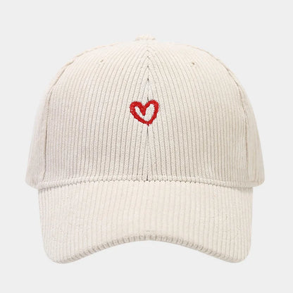 New Little Love Embroidered Corduroy Baseball Cap Spring and Autumn Women's Korean Fashion Simple Sun Hat Outdoor Casual Caps