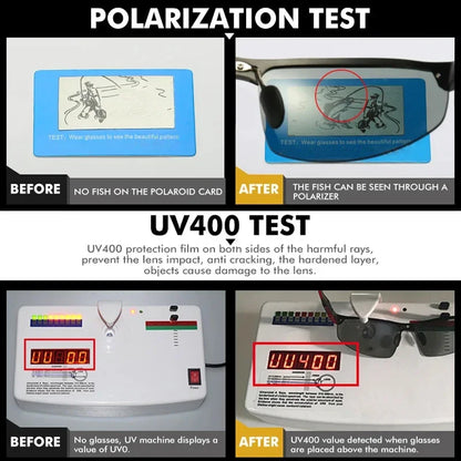 CLLOIO Aluminum Rimless Photochromic Sunglasses Men Polarized Driving Chameleon Anti-Glare Glasses Travel Fishing Goggle UV400