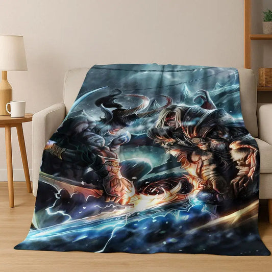 WOW World of Warcraft Arthas Demon Illidan Sylvanas фланелено одеяло, уютно меко одеяло за дом, спалня, легло, диван, покривало, подарък