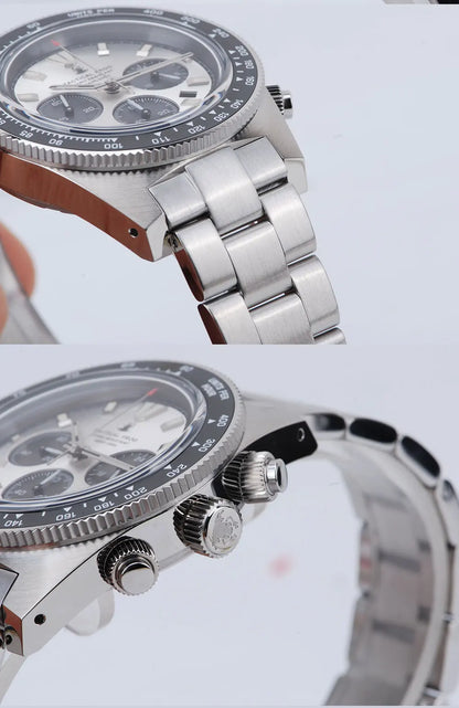 Tactical Frog Men's Business Diving Watch VS75B Quartz Chronograph 316L Steel Sapphire 200M Waterproof C3 Luminous Men's Watch