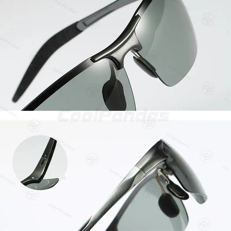 CoolPandas Photochromic Sunglasses Men Polarized Rimless Outdoor Sport Driving Glasses Day Night Chamelon Goggle zonnebril heren