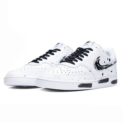 Personalizované tenisky Nike Court Vision 1 Low s efektom „ink wash“ v čínskom štýle so škvrnami, odolné proti opotrebeniu, pánske skateboardové topánky
