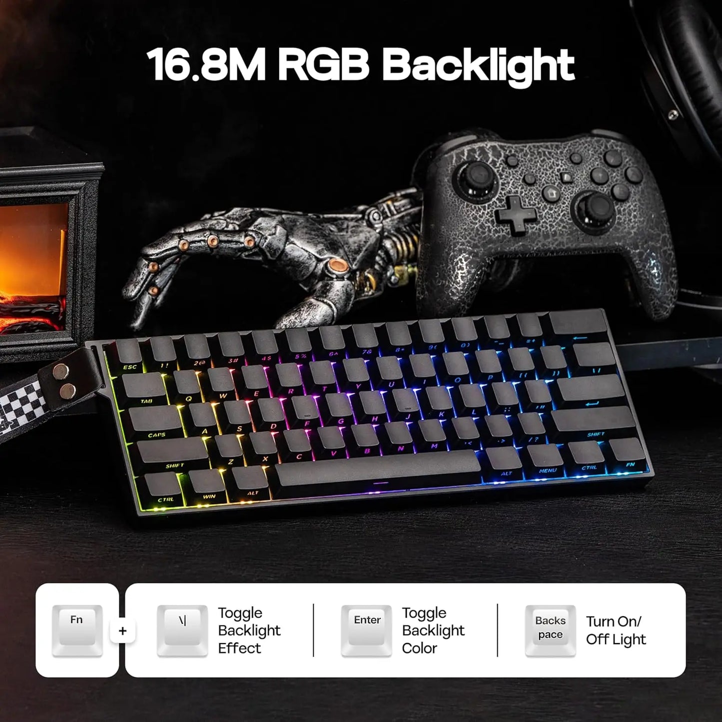 Teclado Gaming Mecânico AULA Mini60 HE/Pro/Max 60% com Switches Magnéticos, RGB, Tri-Mode, 8000Hz, RT 0.01mm, para E-Sports e Presentes