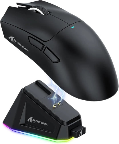 Mouse da gaming wireless ATTACK SHARK X11 con dock di ricarica e sensore gaming PixArt PAW3311, BT/2.4G wireless/cablato