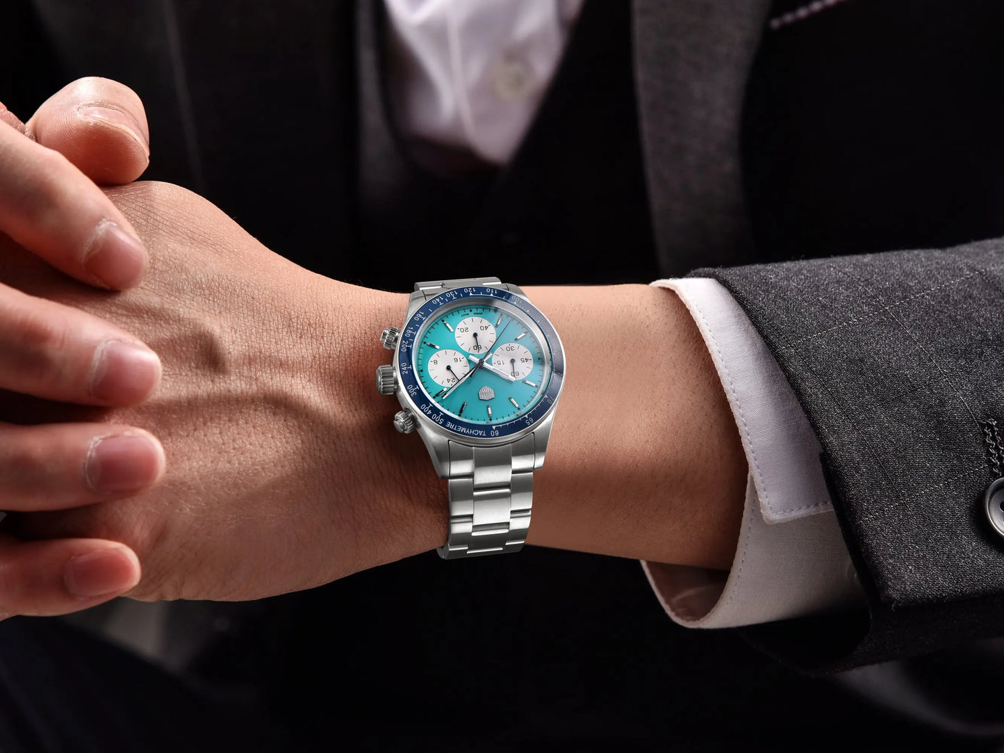 ROSSITIMI Urban Premium Men Quartz Watch Light Luxury Sports Stainless Steel VK63 Tachymeter Luminous 100m Diving Luminous Watch