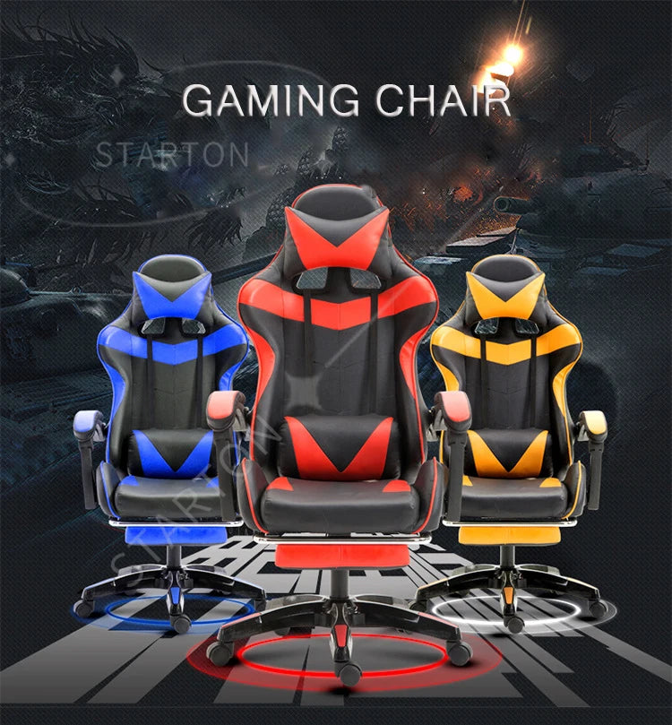 Ergonomic RGB Gaming Chair PU Leather Racing Computer Chair with Adjustable Height, Linkage Armrests, Reclining Office Gamer Chair