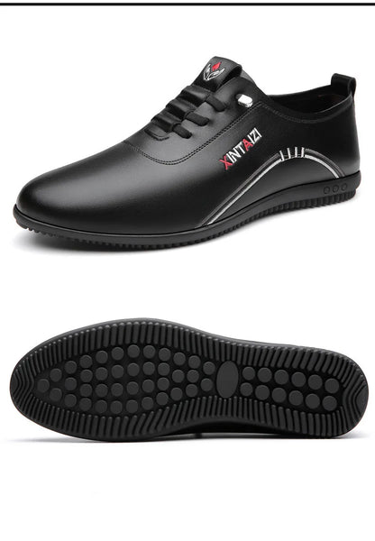 Chaussures en cuir décontractées pour hommes, polyvalentes, affaires, chaussures blanches, mode, anti-ald, mocassins confortables pour hommes, nouveau, léger, plat, 2024