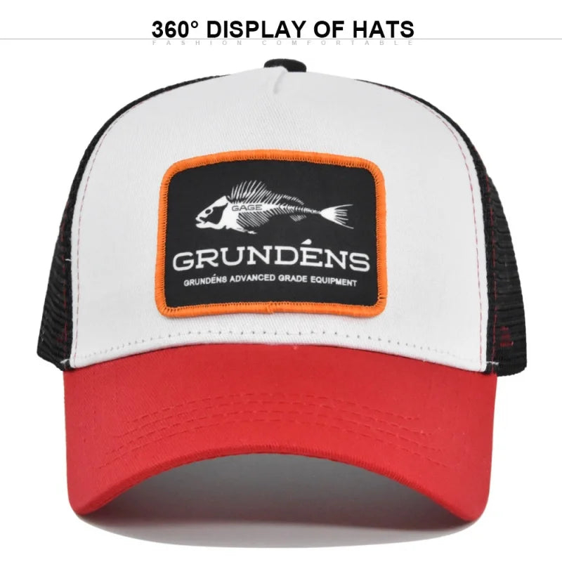 High Quality Fish Bone Cartoon Snapback Baseball Cap Hip Hop Dad Mesh Hat Trucker Hat Outdoor Sports Cycling Travel Sun Hat