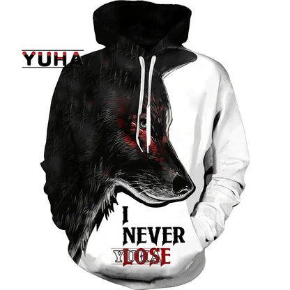 3D-bedruckter Wolf-Hoodie Unisex – cooler Pullover mit Tiergrafik, Sweatshirt für Herren-Streetwear