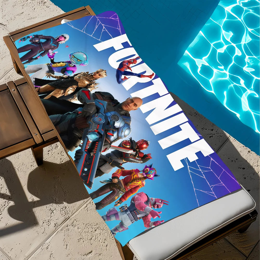 Hauska F-Fortnite-pelitaidepyyhe, pehmeä rantapyyhe, uintiretki, uima-allas, kylpypyyhe, kuntosali, spa, sisustus, lahja, loma