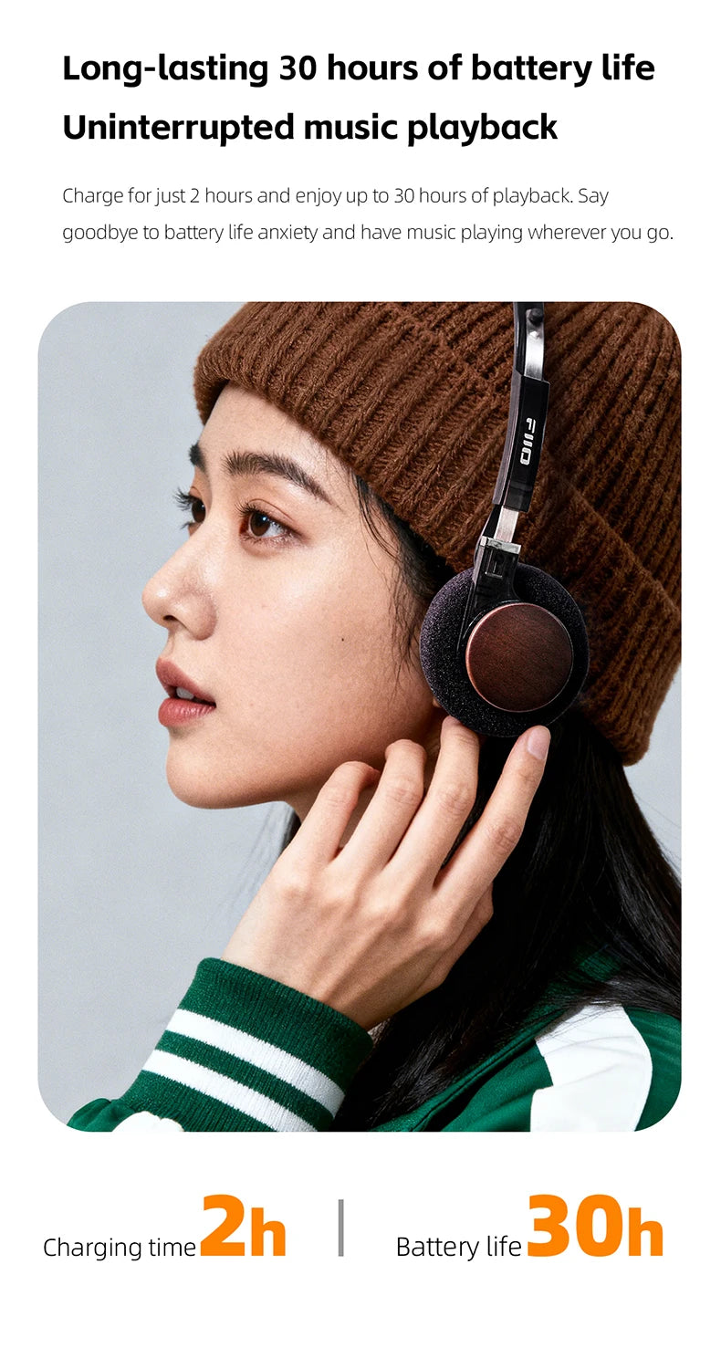 Cuffie Bluetooth on-ear FIIO EH11 – Headset wireless Hi-Res LDAC con bassi potenti, batteria 30H, connessione a doppio dispositivo e design rétro leggero
