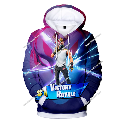 Camisola com Capuz Infantil de Outono — T-shirt Hoodie Fortnite Nova, Roupa Casual Confortável para Crianças, Estilo Streetwear