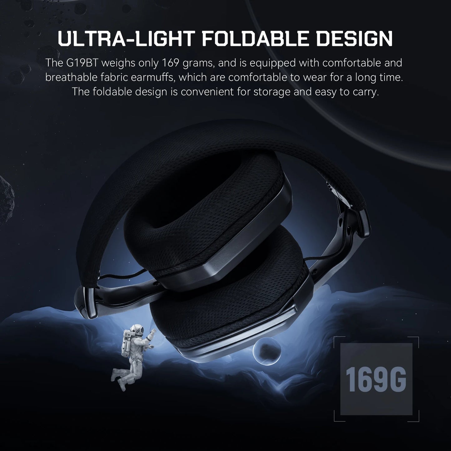 Cuffie gaming wireless tri-mode EKSA G19BT – Bluetooth 5.4, 2.4GHz a bassa latenza, cuffie gaming con microfono per PC, PS5, Xbox