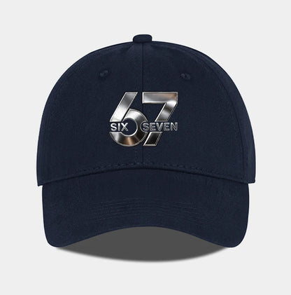 Metallic Number 67 "Six Seven" Print Baseball Cap Adjustable Unisex Streetwear Sun Hat