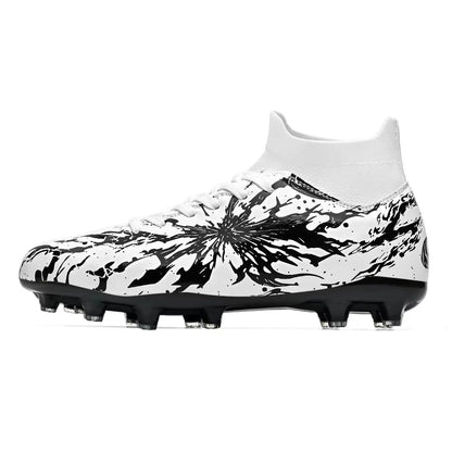 Chaussures de football FG pour hommes adultes, crampons pour terrain ferme, semelle respirante en PU résistante à l'usure pour l'entraînement et la compétition de football sur pelouse en plein air