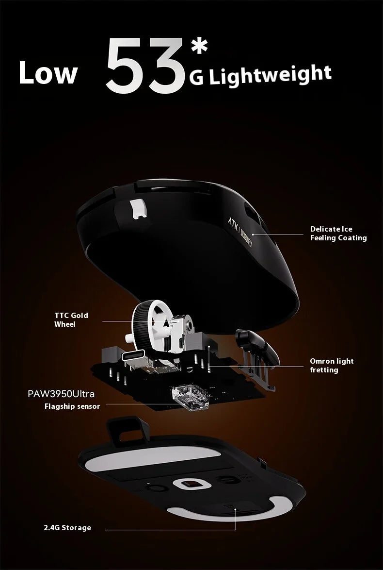 ATK A9 Ultra kabellose Gaming-Maus, Tri-Mode, 8K, 53g, leicht, A9/A9 SE/A9 Plus/A9 Pro Gaming-Maus, E-Sports-PC, personalisiertes Geschenk