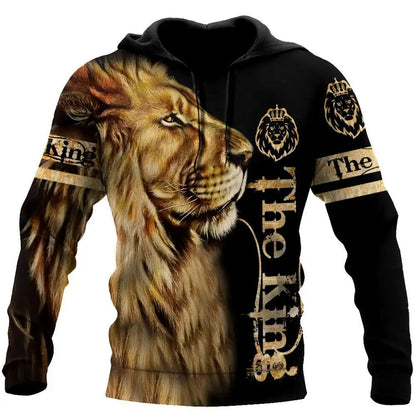 Fashion Herbst Löwe, Wolf Hoodies Weißer Tigerfell-3D-Allover-Print Herren-Sweatshirt Unisex-Pullover Freizeitjacke
