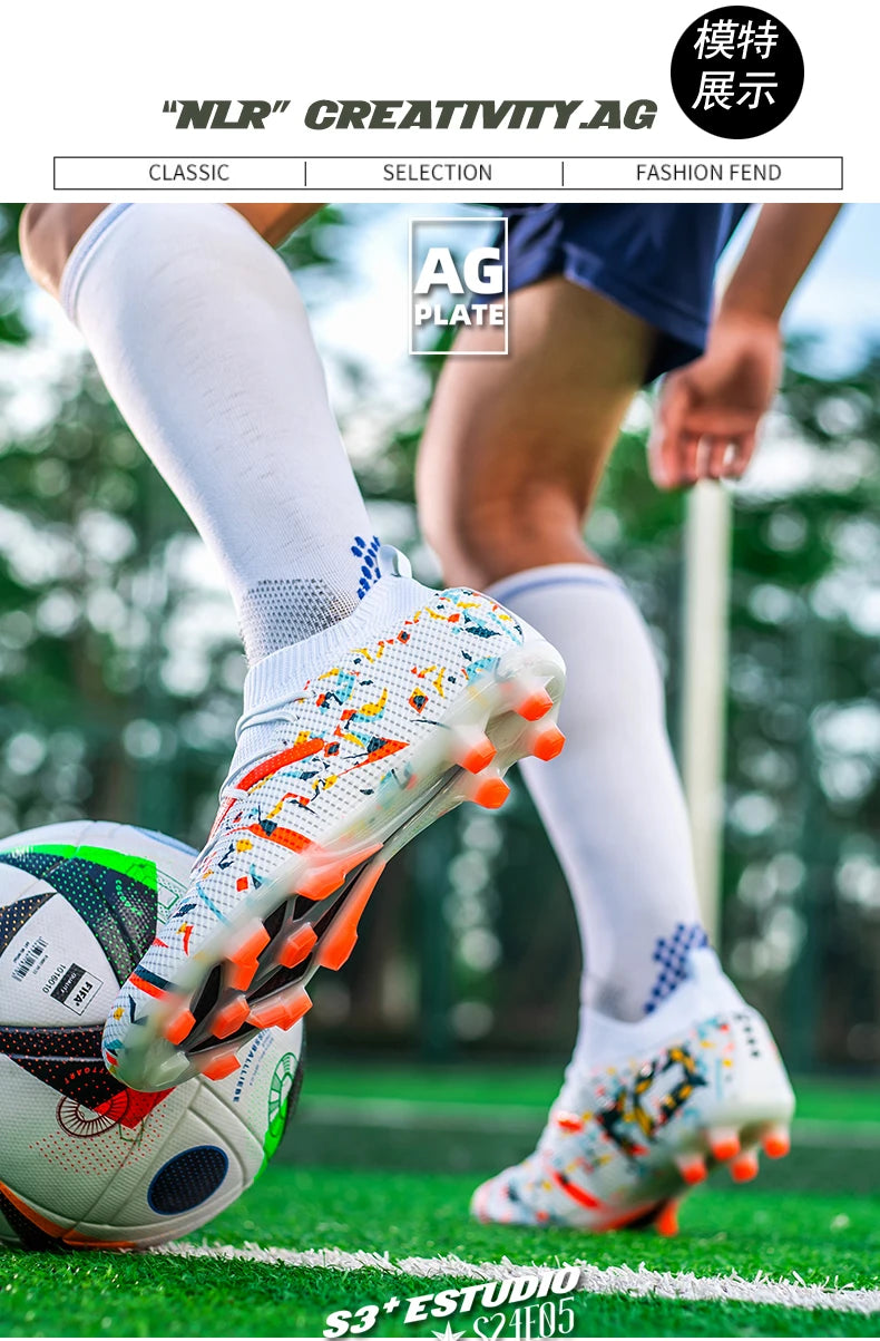 Chuteiras de Futebol Profissionais para Homem em Malha Respirável, Chuteiras Antiderrapantes Rápidas, Sapatilhas de Moda para Relva Artificial, Sapatos de Futebol Masculinos