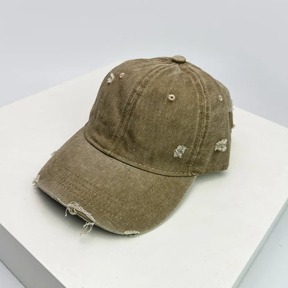 New Unisex Broken Style Solid Baseball Hats Breathable American Vintage Sunshade Simple Peaked Cap Versatile Fashion Casual ins
