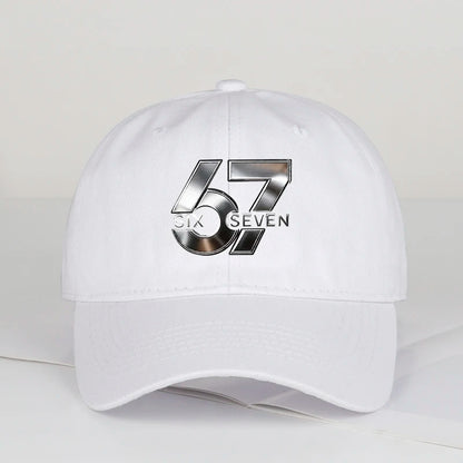 Metallic Number 67 "Six Seven" Print Baseball Cap Adjustable Unisex Streetwear Sun Hat